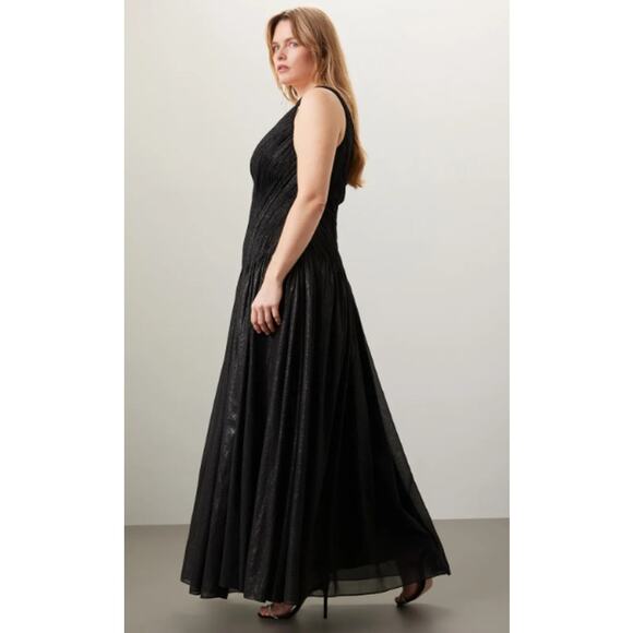 Rene Ruiz Hand-Draped Black Gown A-Line Sleeveless Size 10 - Picture 2 of 8